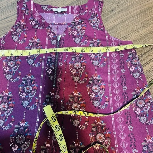 Maurices Burgundy Patterned Sleeveless Blouse - Picture 5 of 5